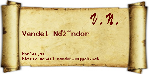 Vendel Nándor névjegykártya